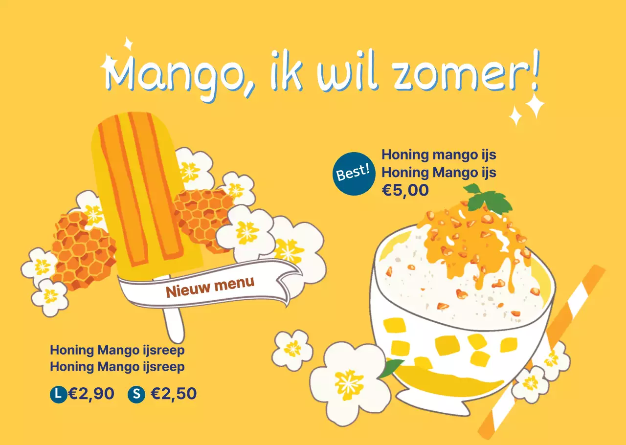 Schattig mango geschaafd ijs illustratie Transparant papier voor cafés