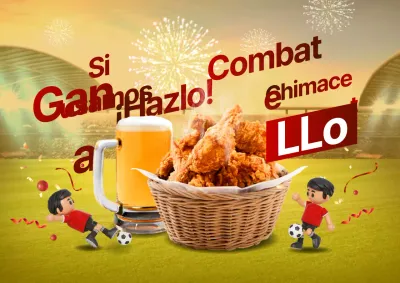 Copa del Mundo Chimacet tema con fondo de color amarillo-rojo y el concepto de ilustración en 3D