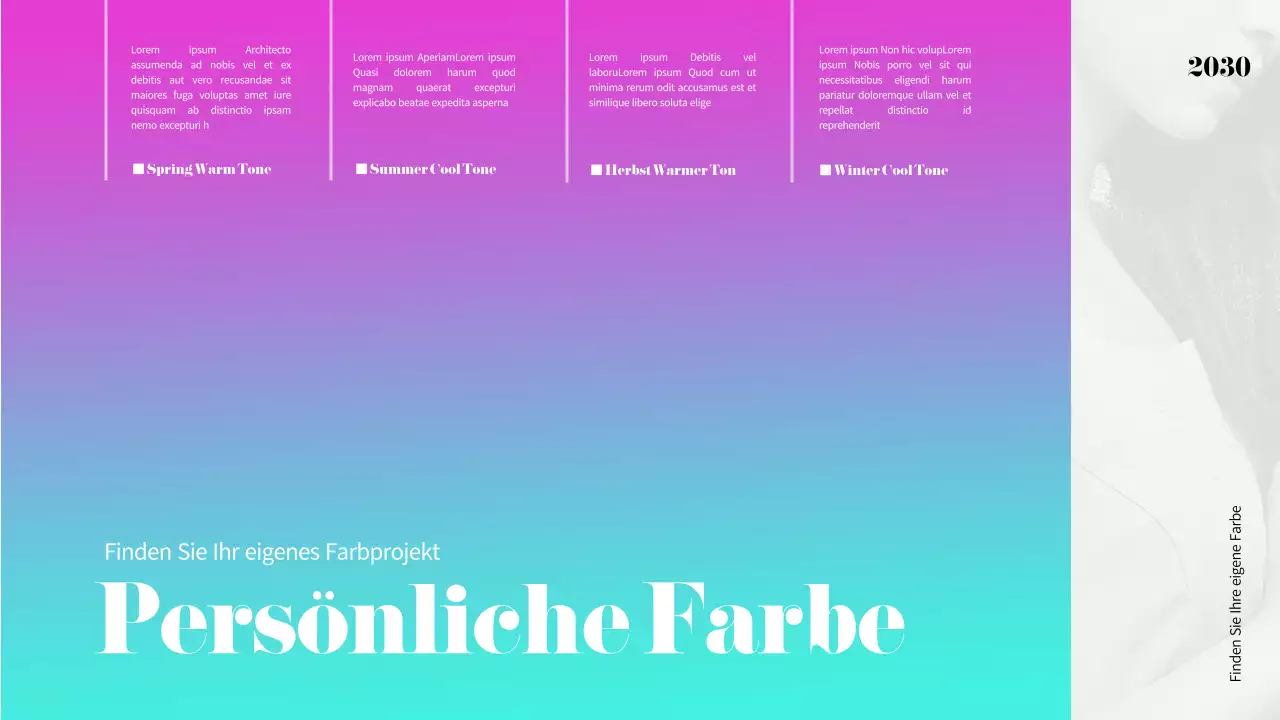 Ein Regenbogen von persönlichen Farben für Präsentationen