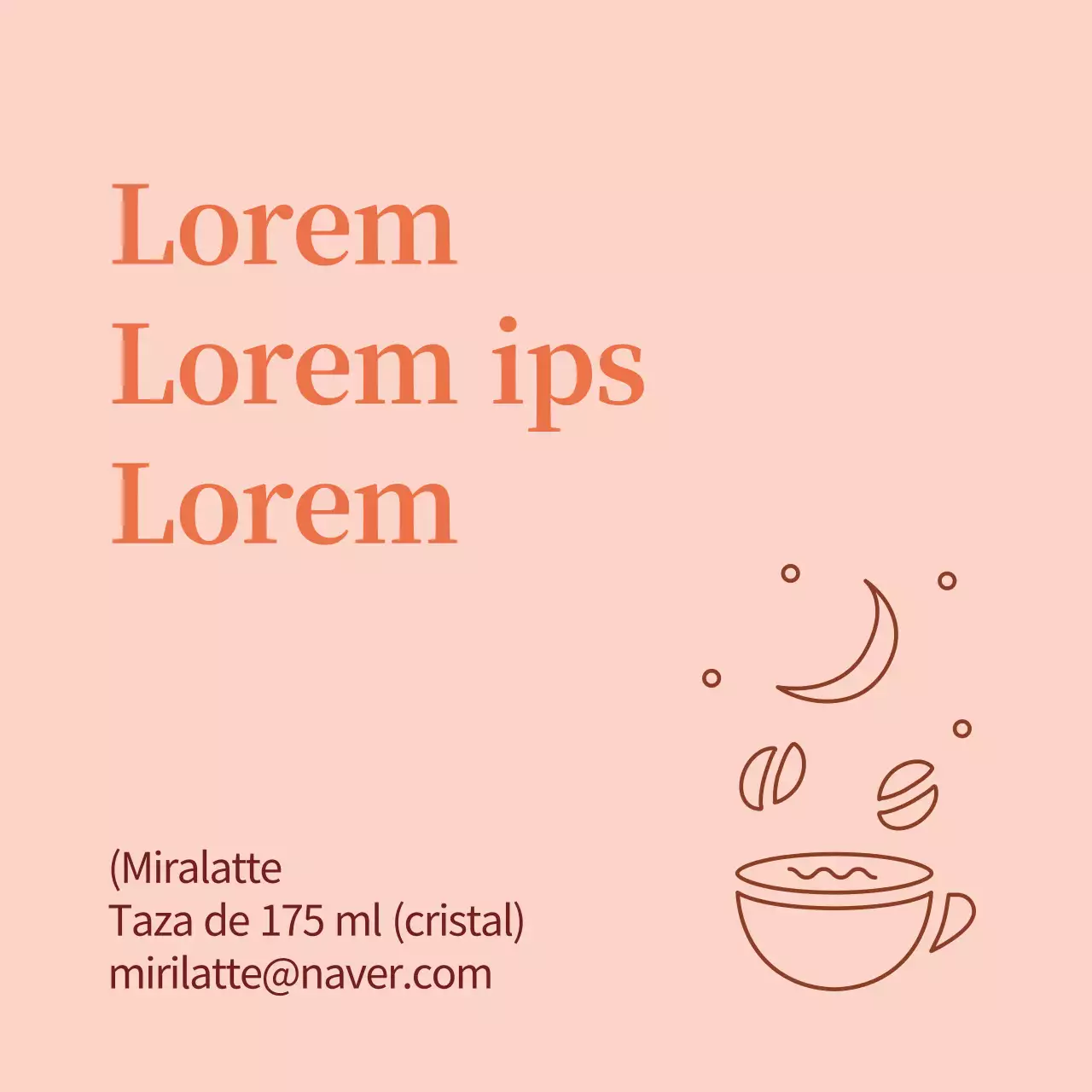 Etiqueta promocional de café con ilustración naranja