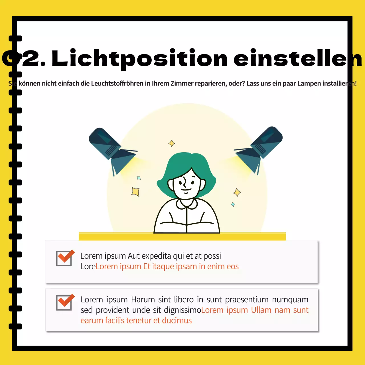 Werbung und Buchung von gelben und weißen Arbeitsräumen für persönliche Gespräche