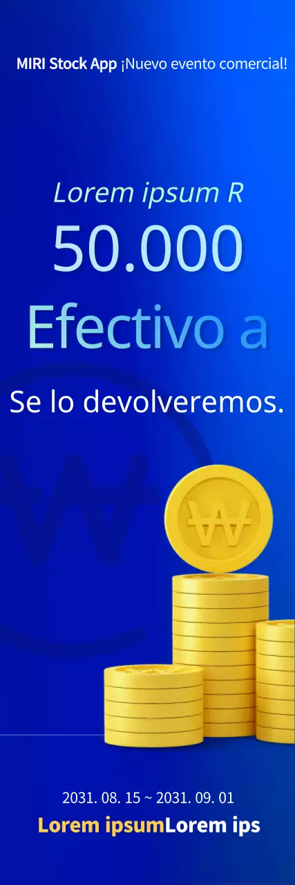 Webbanner vertical de eventos de stock con degradado en azul y azul claro