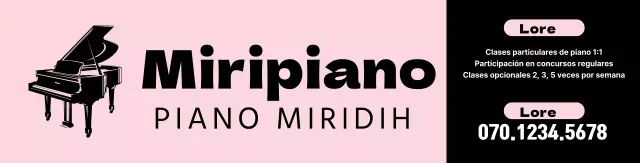 Ilustración de un teclado rosa para promocionar una escuela de música