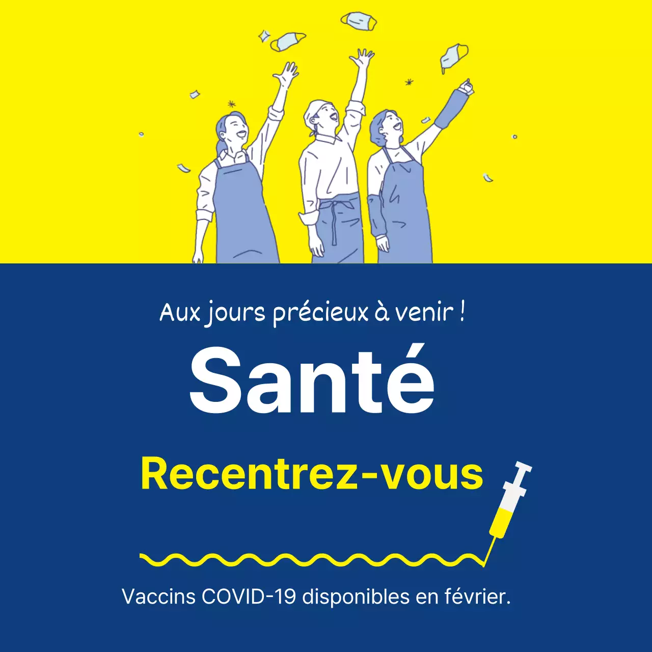 jaune bleu marine illustration propre corona vaccin