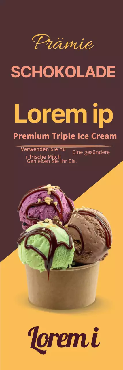 Förderung von braunem, gelbem, sauberem Speiseeis