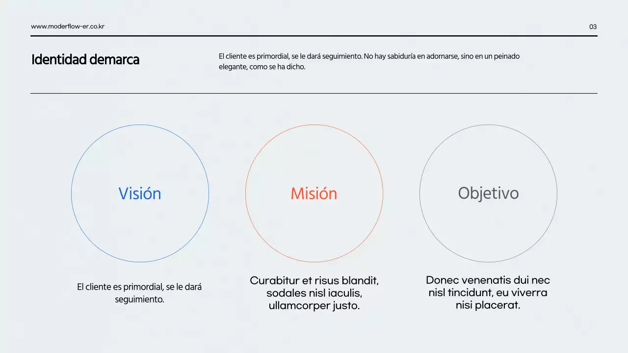 Una presentación limpia de la guía de marca en rojo y azul