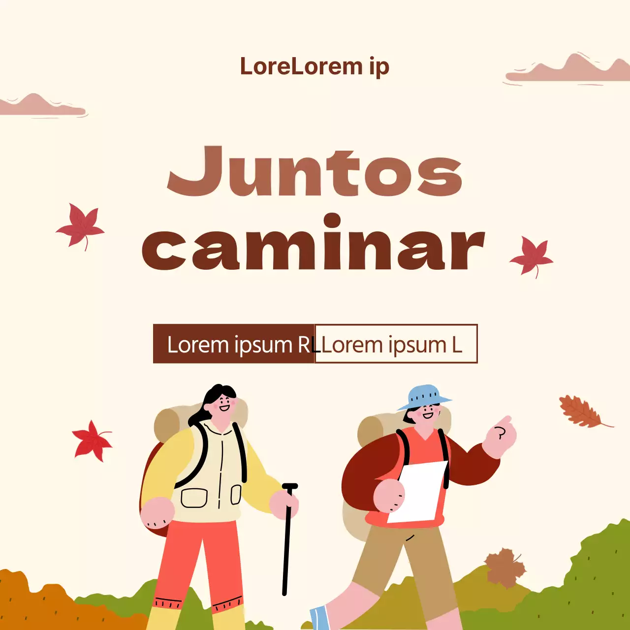 Festival de Otoño Senderismo Trekking Plantilla de Guía de Eventos en Beige y Marrón