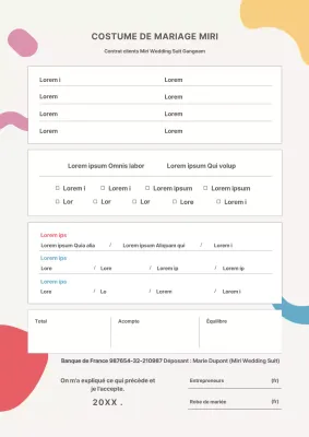 Contrat avec Vivid Shapes Formalwear