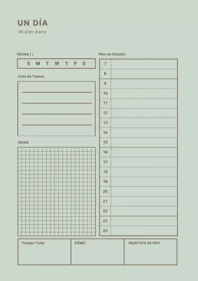 Concepto sencillo de planificador de líneas en verde claro