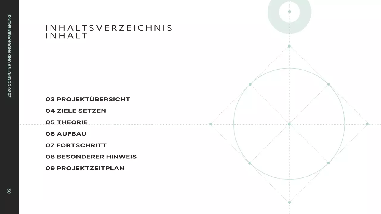 Präsentieren Sie eine saubere Projektübersicht mit schwarzen und mintfarbenen Grafiken
