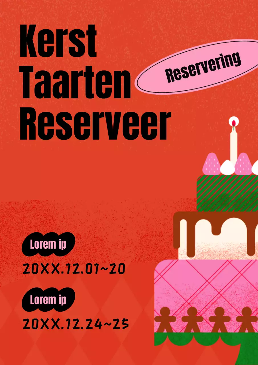 Vintage kersttaart met rode achtergrond Reservering vooraf