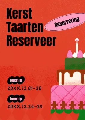 Vintage kersttaart met rode achtergrond Reservering vooraf