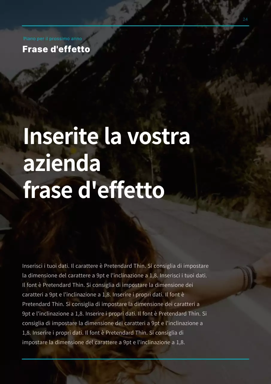 Piano aziendale di semplice concezione in azzurro e nero