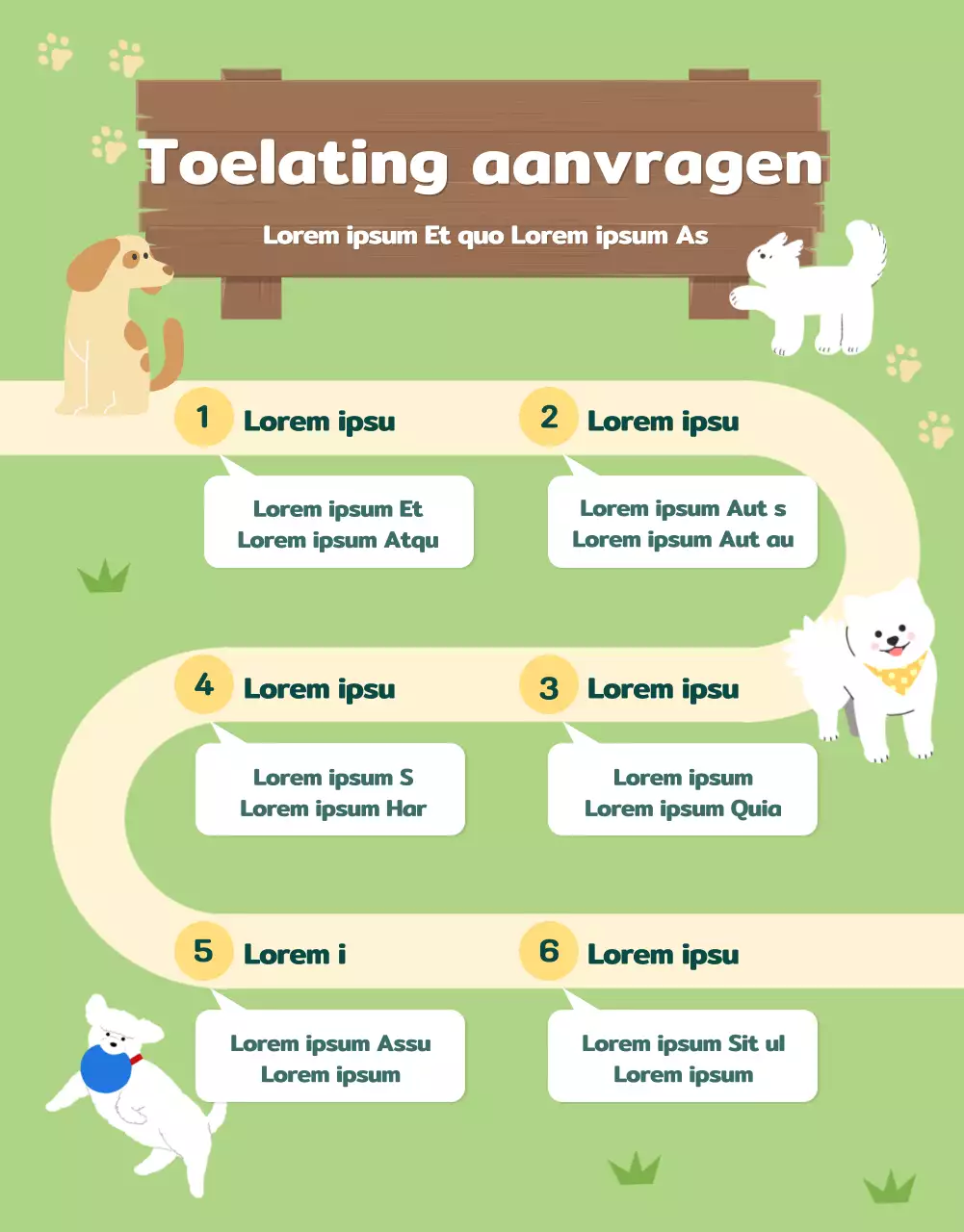 Groene en gele adoptiepagina voor huisdieren