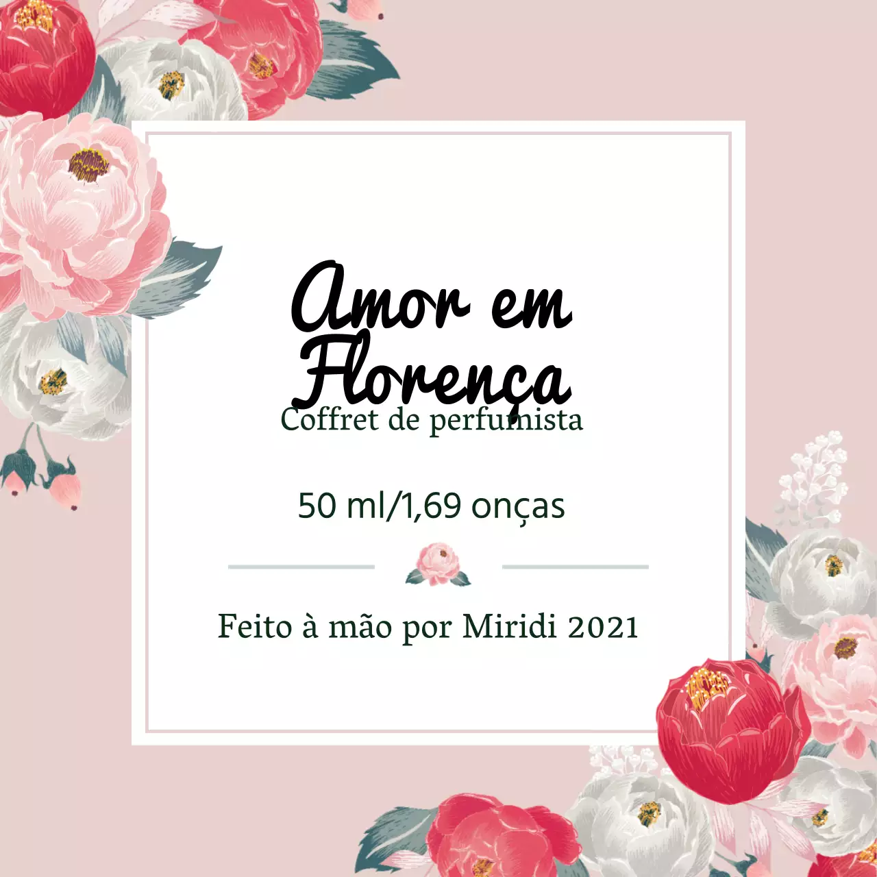 Rótulo de perfume vintage com ilustração cor-de-rosa