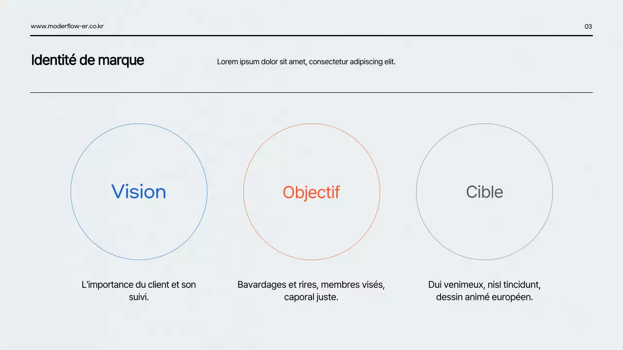 Une présentation épurée du guide de la marque en rouge et bleu