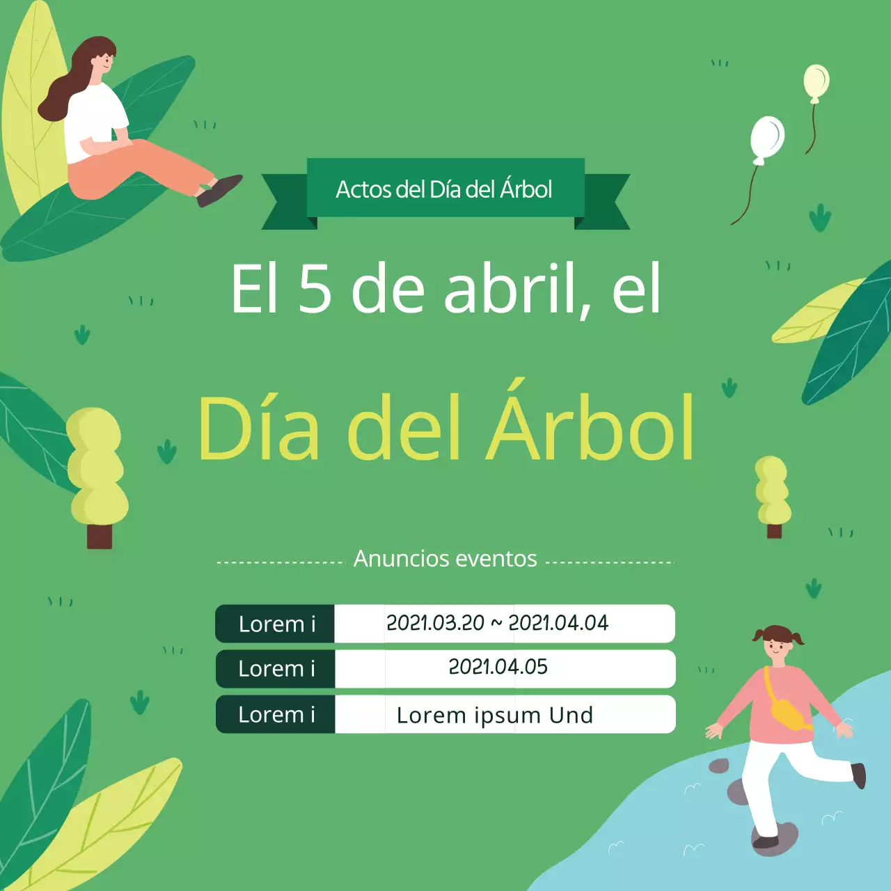 Ilustración verde Bonita promoción del Día del Árbol
