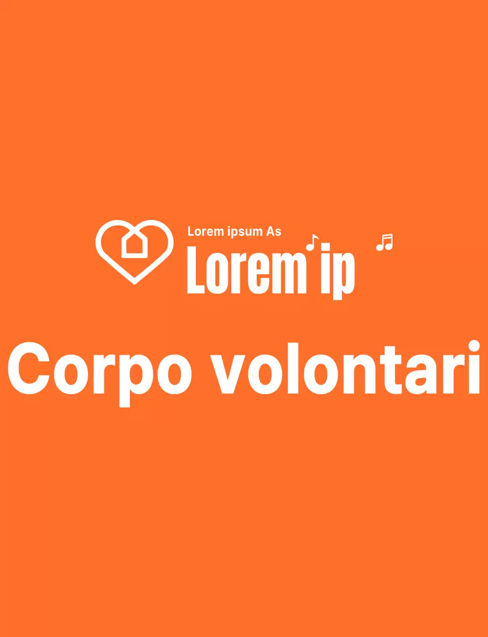 Testo ritmico stile logo in arancione e bianco Organizzazione di volontariato