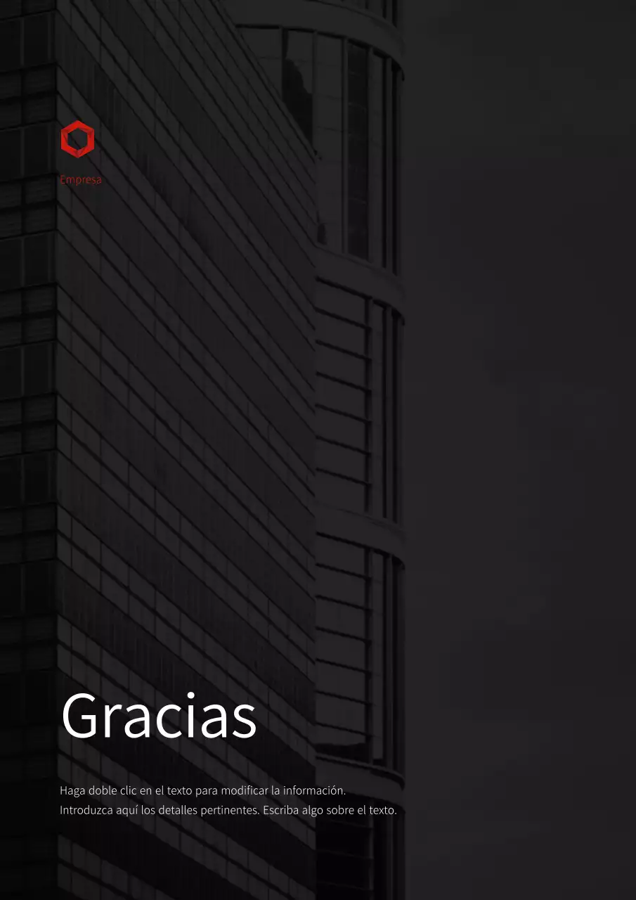 Modelo de documento vertical inspirado en un edificio urbano rojo y negro