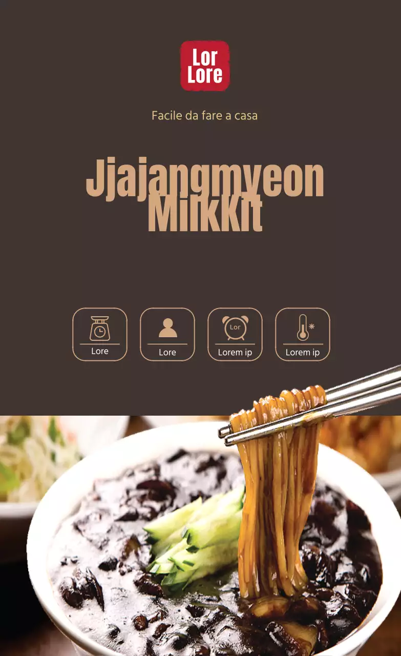 Adesivo marrone Jjajangmyeon Photo Chinese Restaurant Meal Kit Recipe