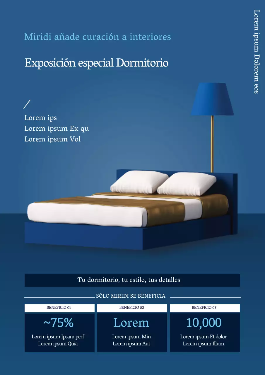 Promocione un evento con fotografía azul y mobiliario limpio