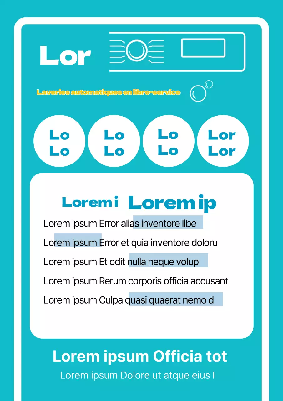 L'illustration bleue promeut une laverie propre