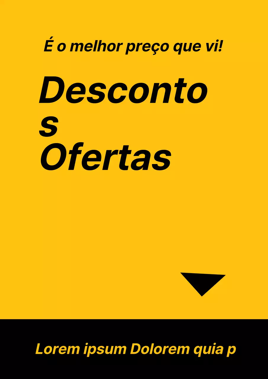 Um simples folheto amarelo e preto que promove um evento de vendas com desconto