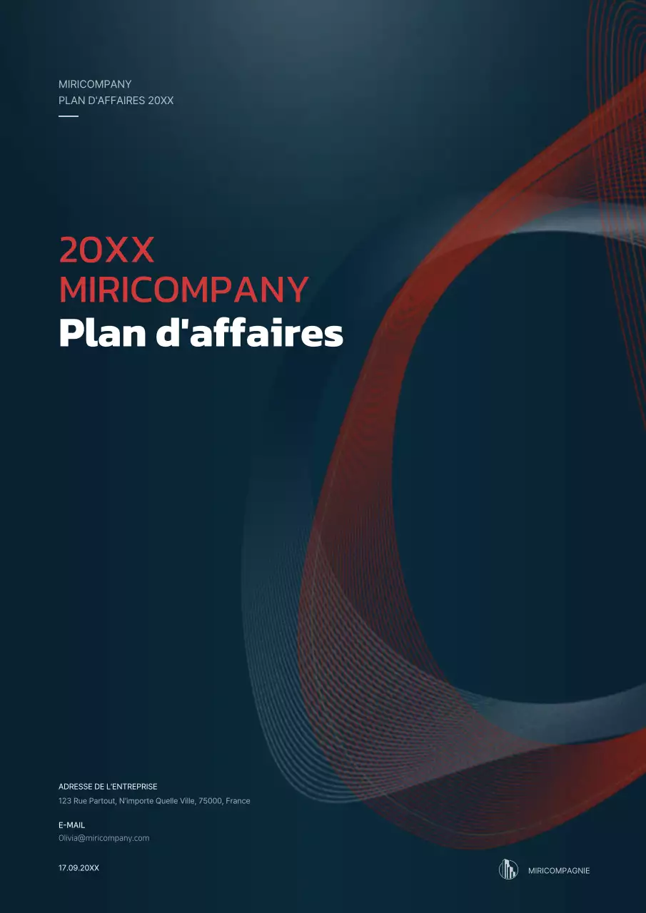 Concept graphique de plan d'affaires en bleu marine et rouge