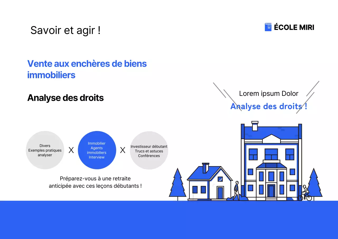 Illustration immobilière poster horizontal en bleu