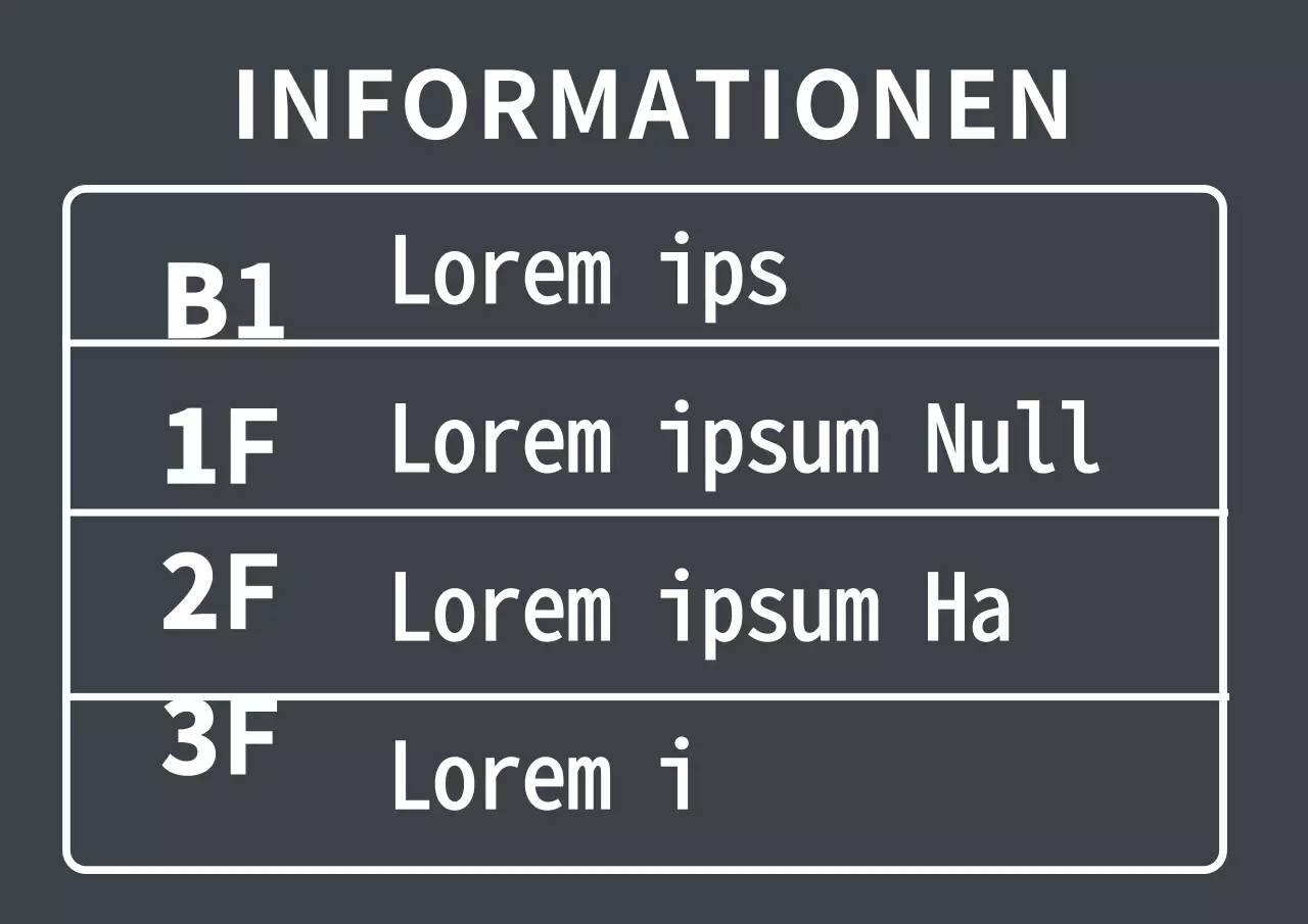 Einfacher weißer Aufkleber mit Gebäudeinformationen