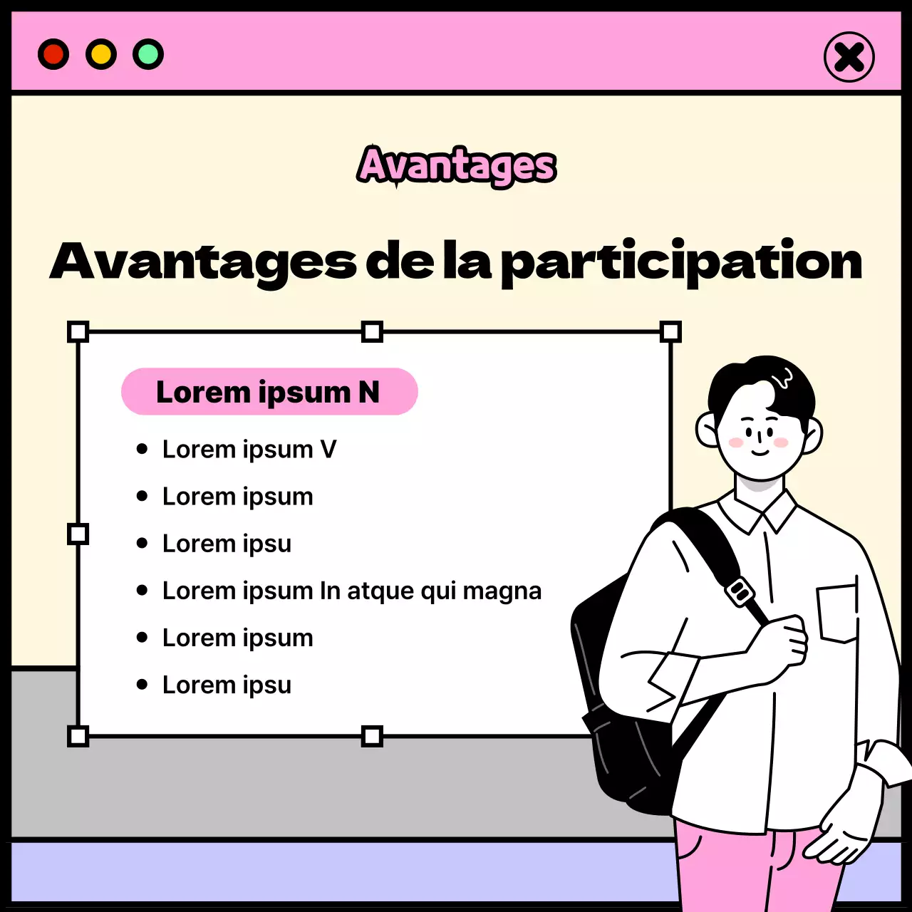 Thème de la vie universitaire avec concept de fenêtre rose et violet