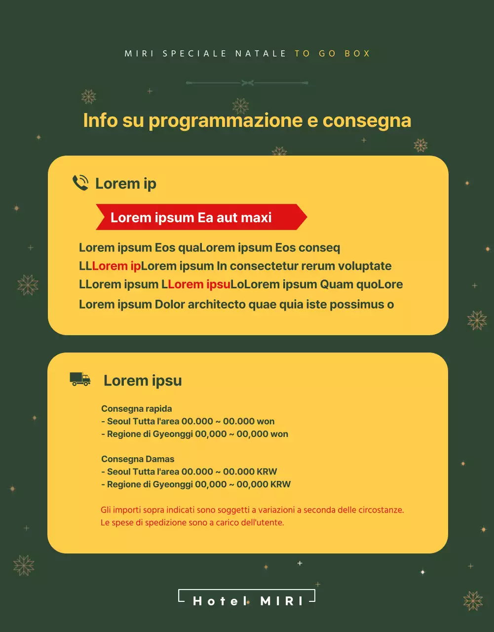 Dettagli del buffet natalizio verde e giallo