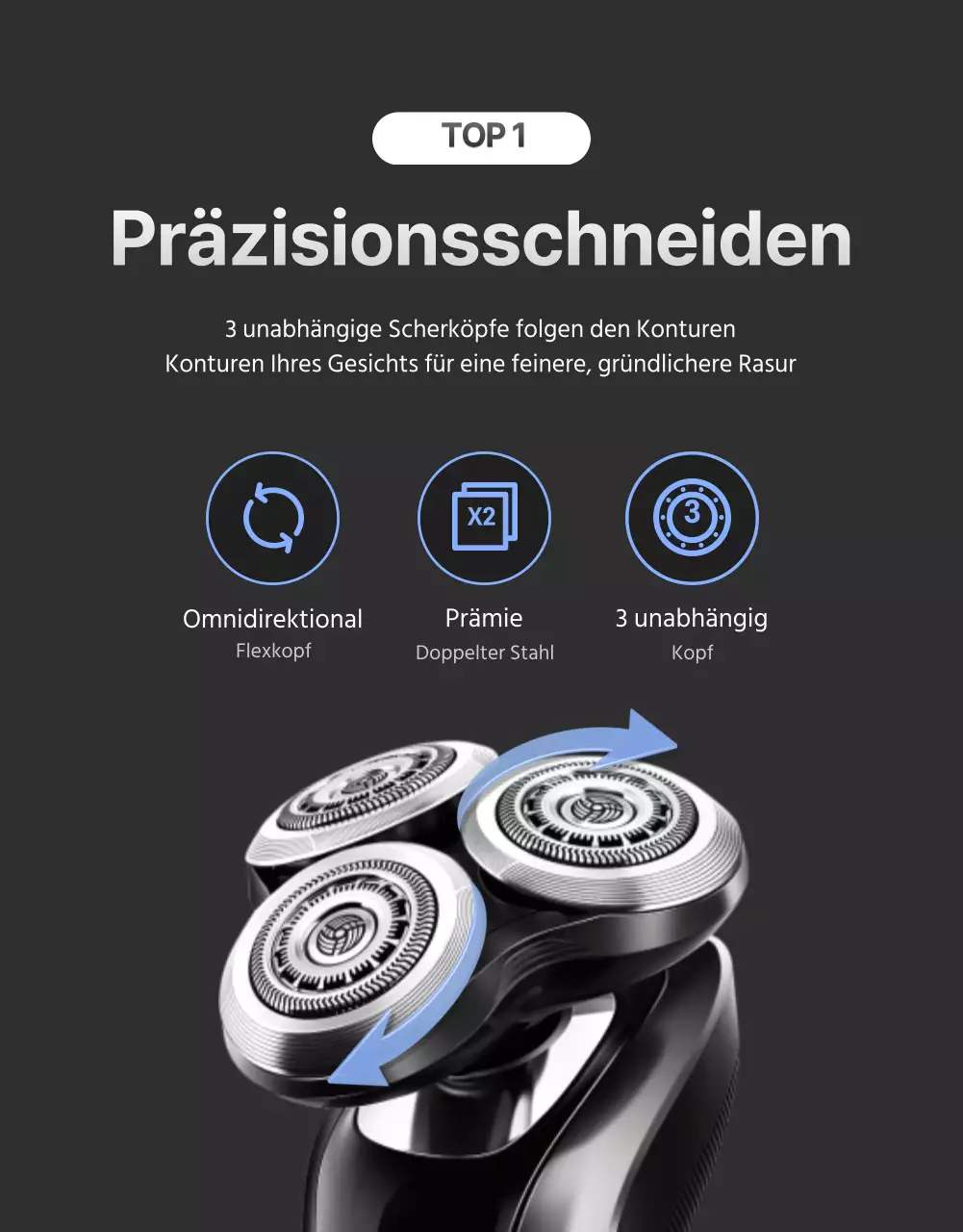 Werbung für Elektronik mit einem einfachen schwarz-silbernen Konzept