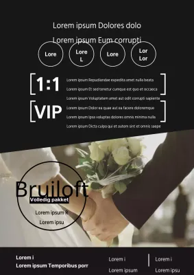 Flyer met zwart en sluik haar en make-up pakket voor bruiloften