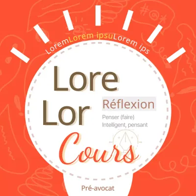 Cours de réflexion sur la découverte d'une idée d'entreprise pour les pré-juristes avec une icône d'ampoule sur fond rouge