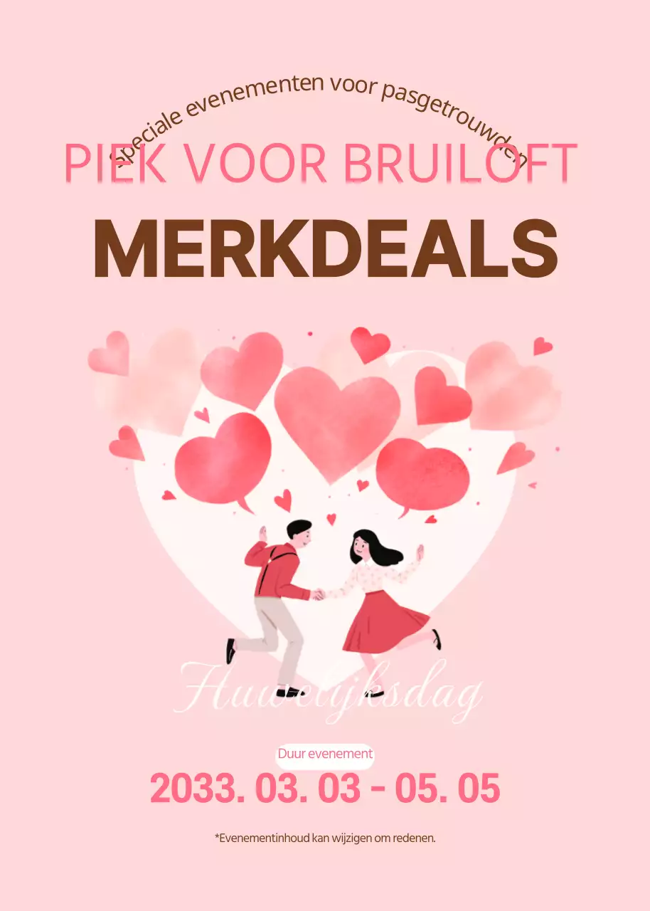 Pasgetrouwden in roze aanbiedingen