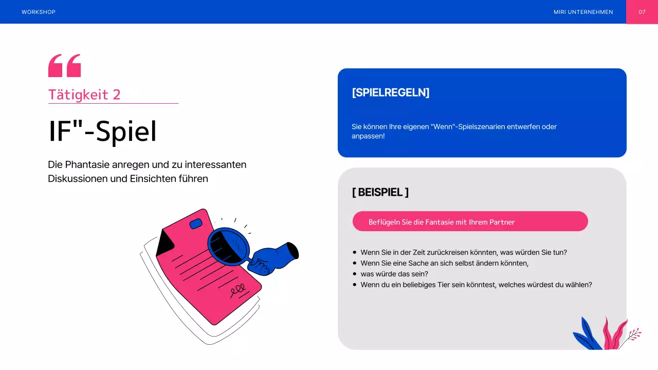 Blau und rosa illustrierter Teambuilding-Workshop