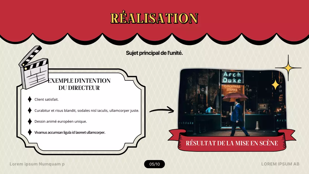 Introduction à la terminologie cinématographique dans le concept du théâtre rouge et jaune