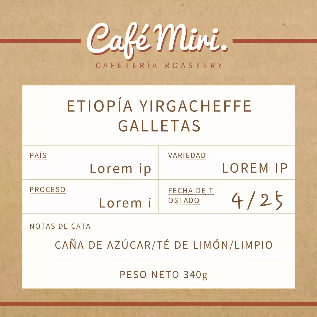 Etiquetas adhesivas de granos de café