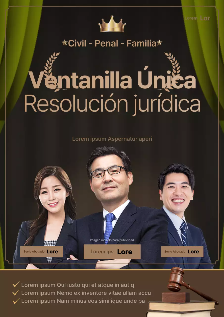 Promocione su bufete con un aspecto marrón y profesional