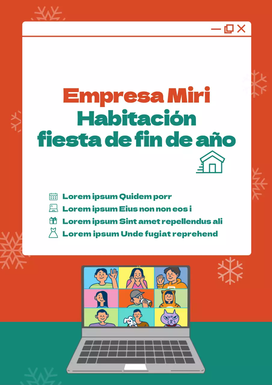 Concepto de escaparate navideño rojo y verde en Internet para una fiesta de despedida virtual