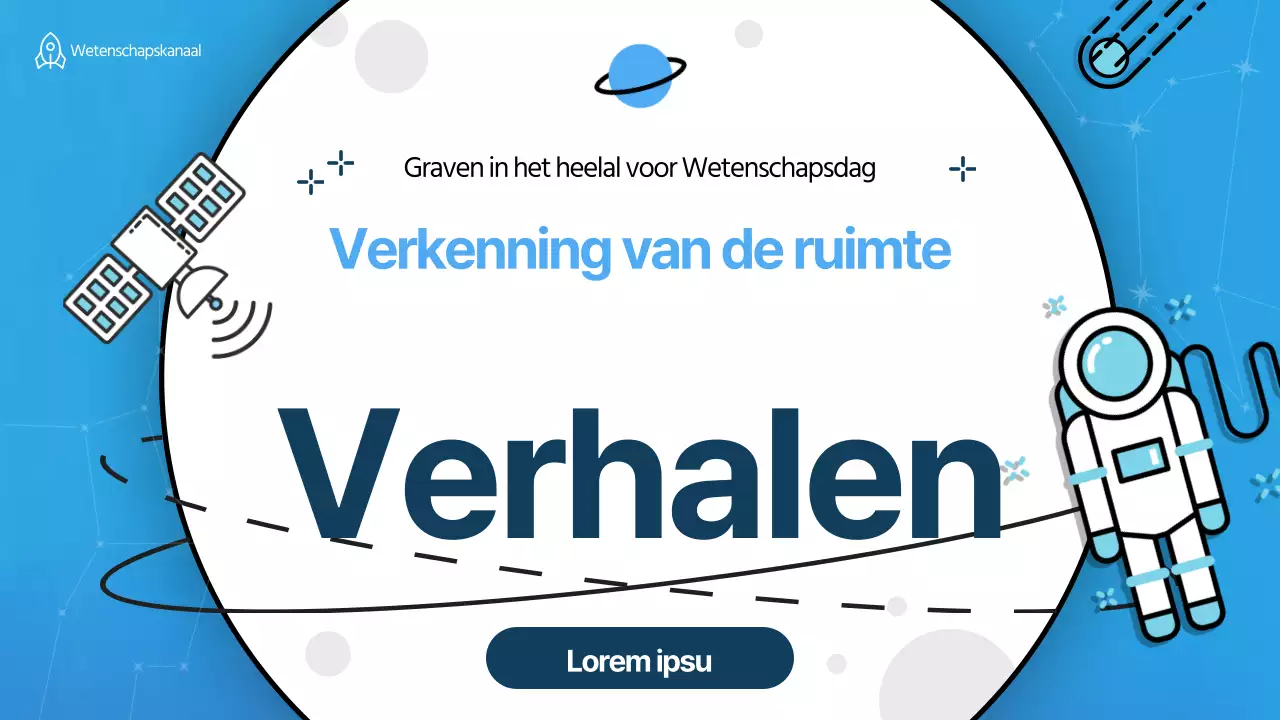 Wetenschapsdag YouTube-miniatuurafbeelding met blauw ruimte-illustratieconcept