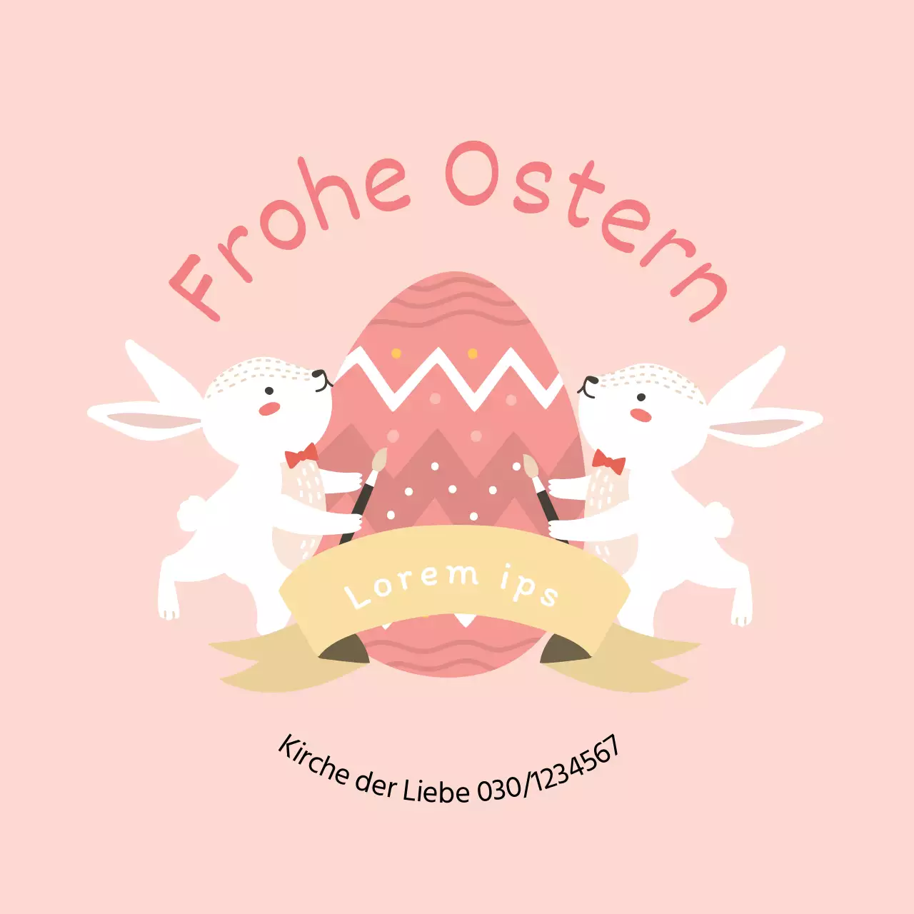 Niedliche kirchliche Osteretiketten mit rosa Illustrationen