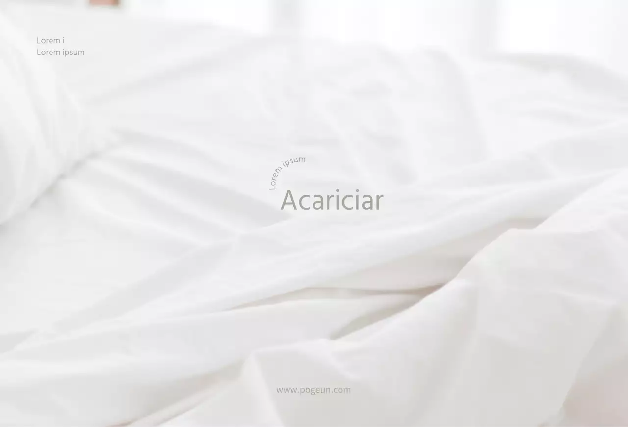 Postal promocional de roupa de cama branca e acolhedora