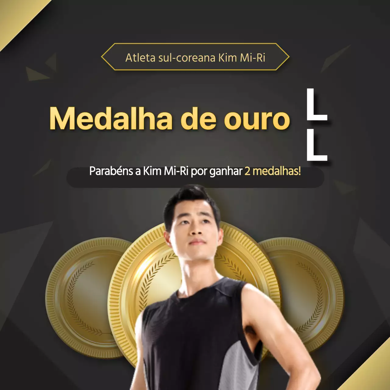 Parabéns por ter ganho uma medalha com destaque em texto preto e dourado