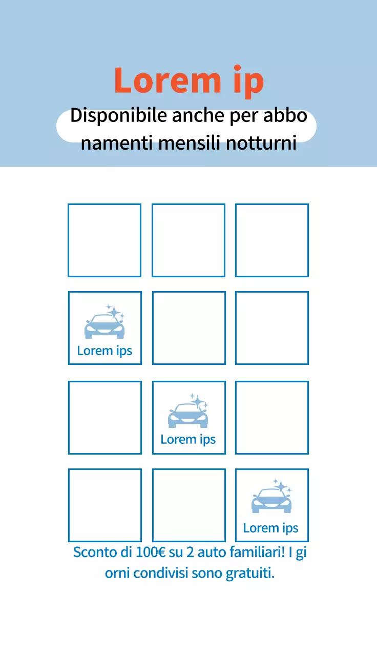 Tagliando per autolavaggio pulito con illustrazione blu