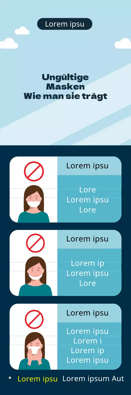 Einfacher blauer illustrierter Leitfaden zur Prävention des Coronavirus