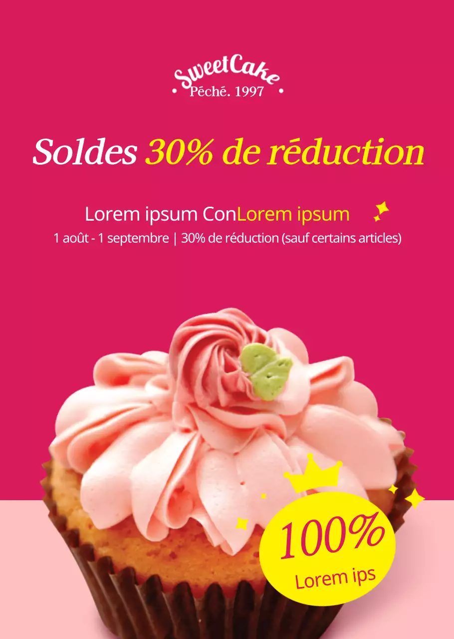 Affiche de vente de dessert rose Affiche transparente pour café