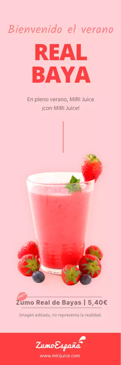 Banner rosa de zumo de bayas de verano