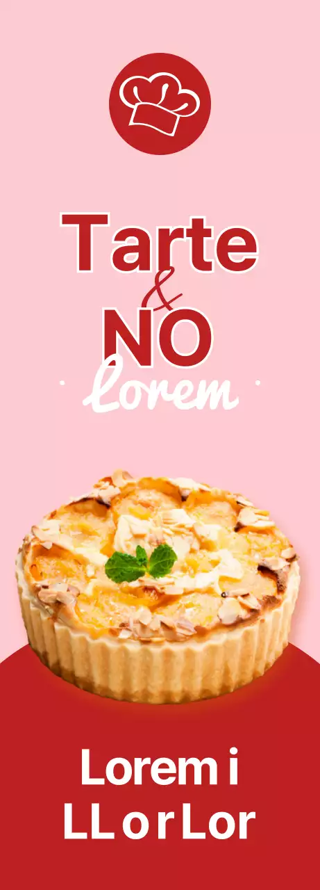 Uma faixa que apresenta um menu de tartes de sobremesas doces com um fundo cor-de-rosa